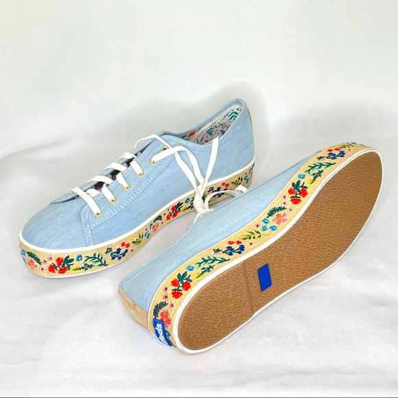 Anthropologie Keds x Rifle Paper Co. Rosalie Embroidered Triple Kick Sneakers 10 - Picture 14 of 14